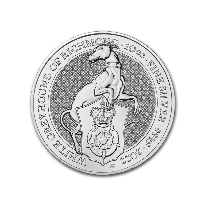 uk-10-oz-silver-queen-s-beast-2022-white-greyhound-of-richmond-bu back