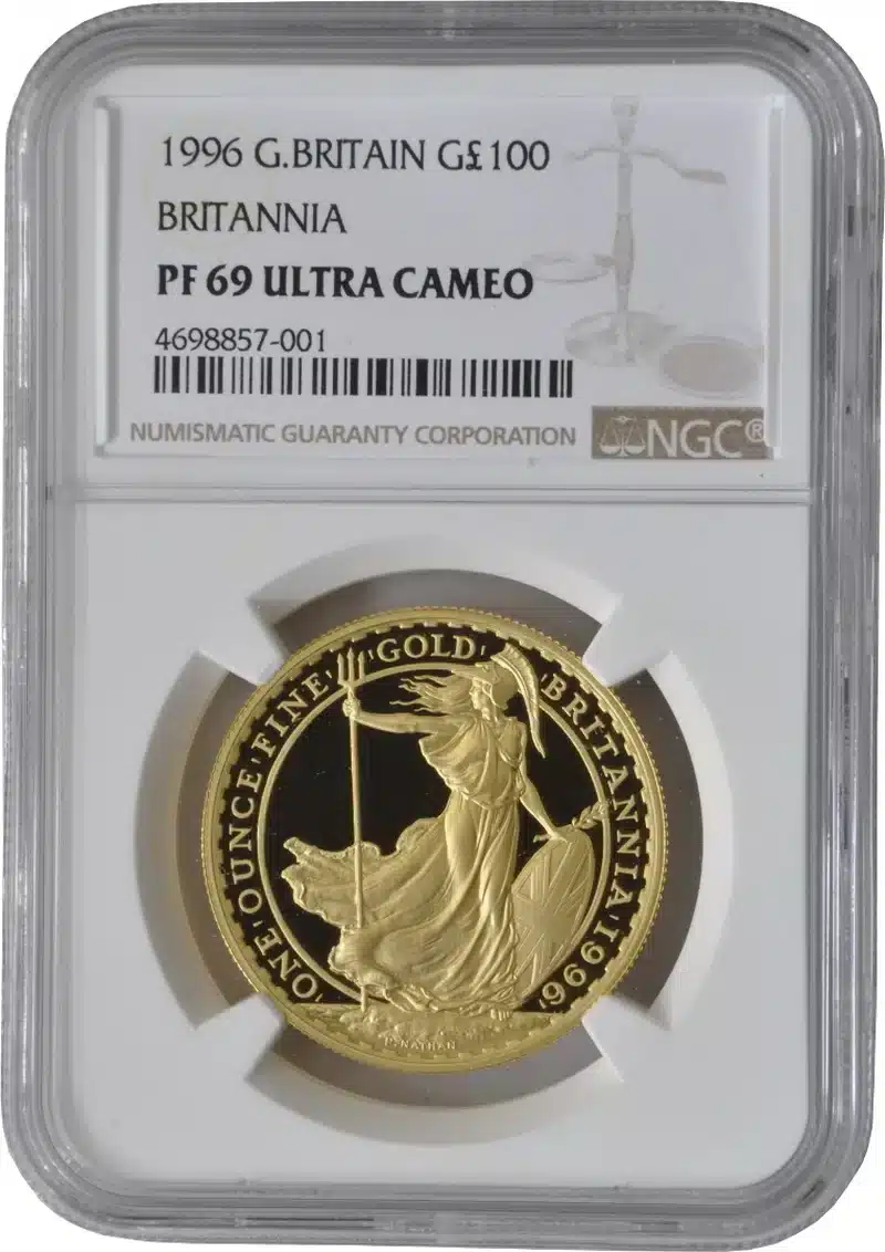 1996 PF69 ultra cameo 1 oz gold proof britannia